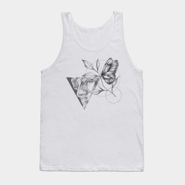David of Michelangelo with butterfly and leaf Tank Top by thecolddots
